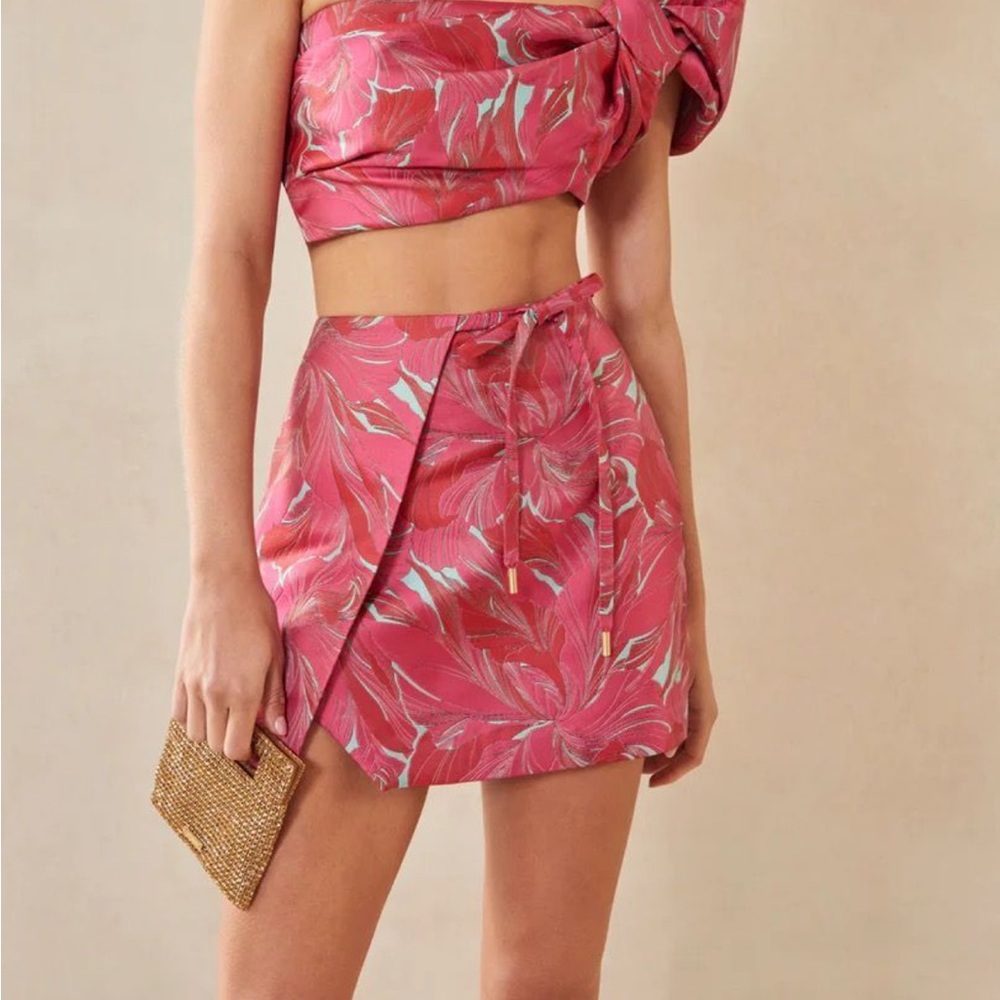 cult gaia Pink Floral Mini Skirt